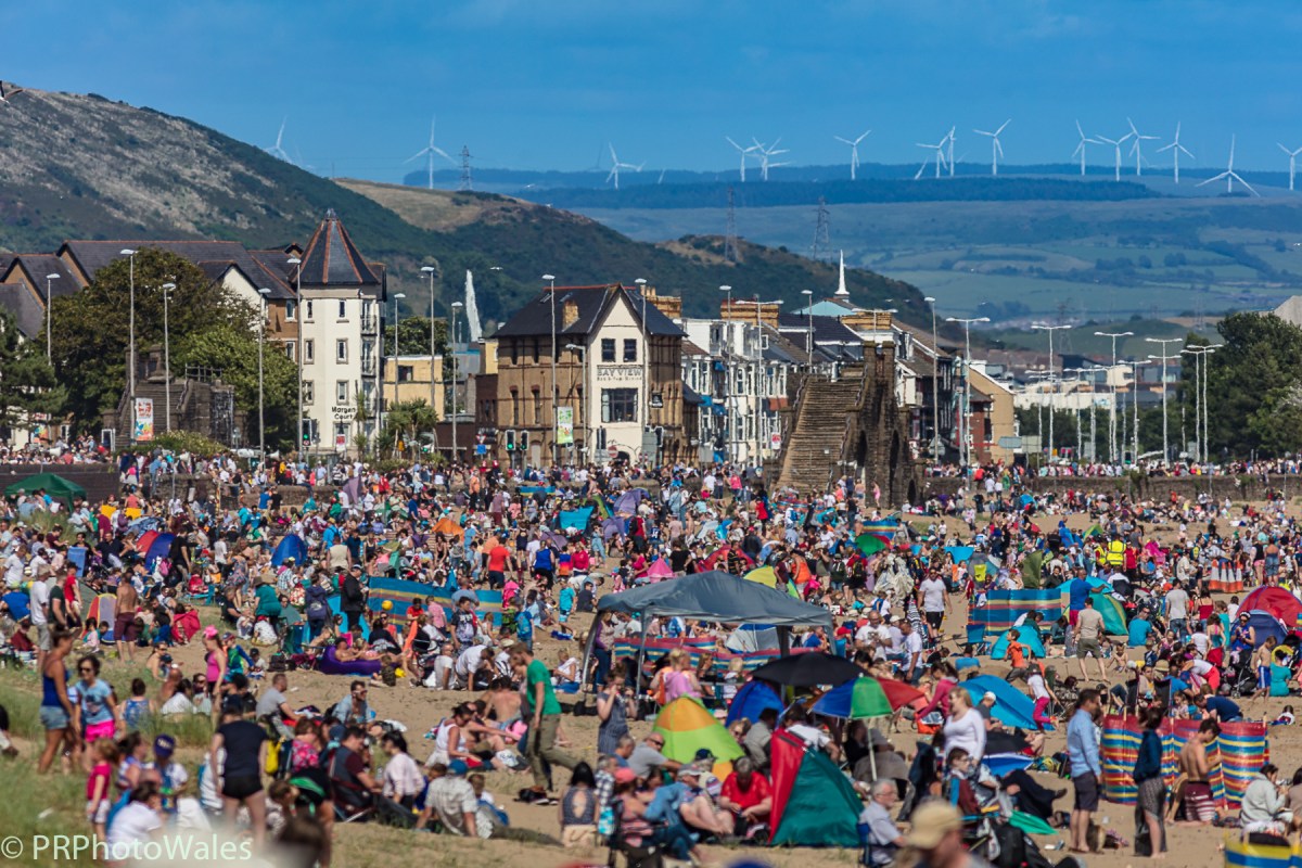 Swansea's seafront shimmering in the haze and looking more like the Costa del Sol